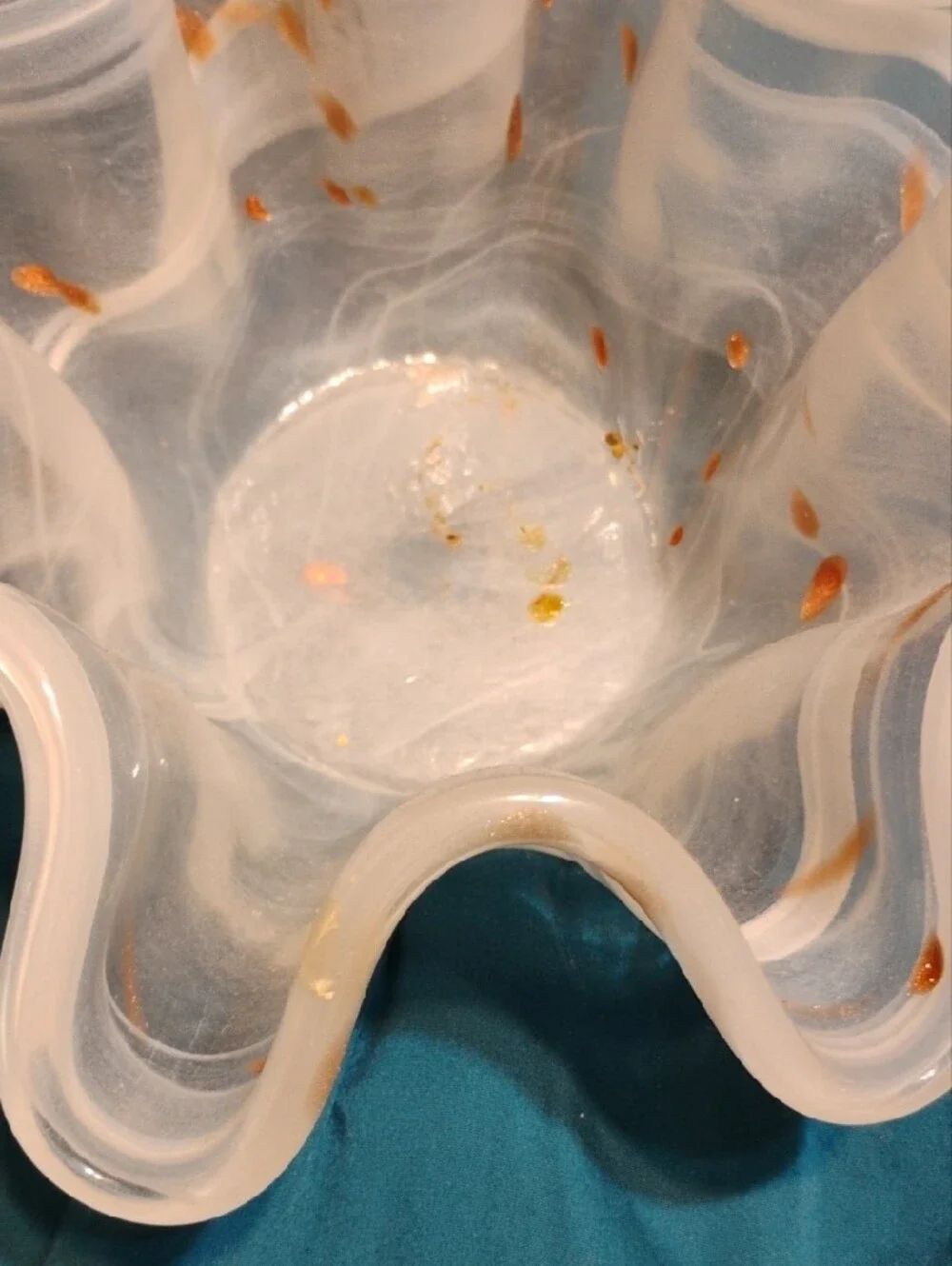 Classic White Swirled Glass Decorative Bowl -